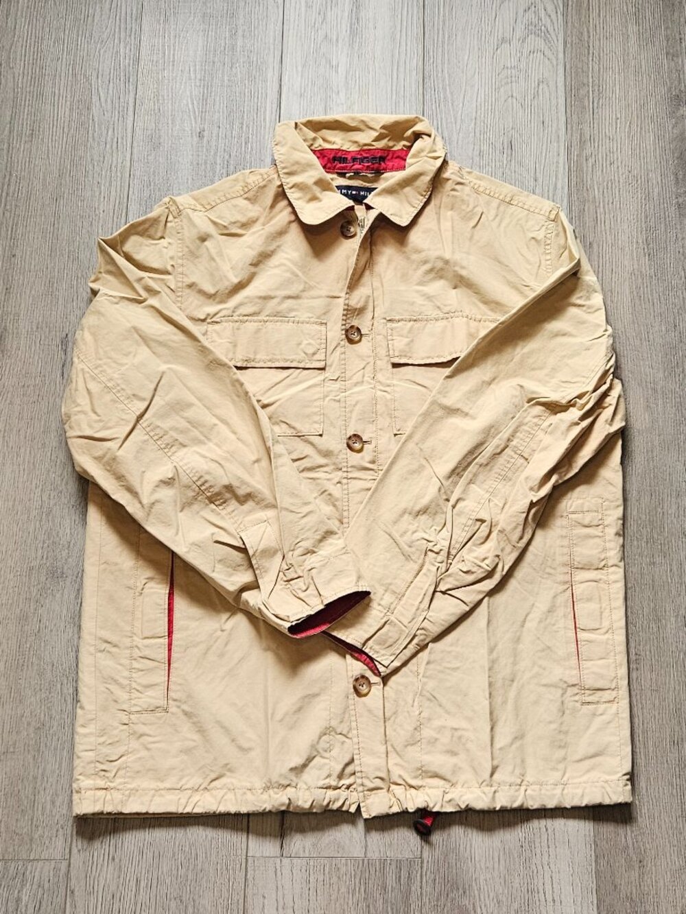 Vintage Tommy Hilfiger Men's Crest Safari Utility Jacket Khaki Tan Mens Size M